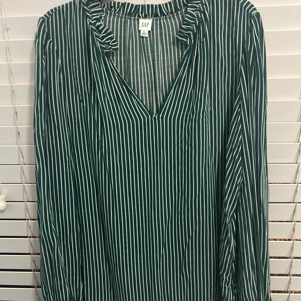 GAP Green Relaxed V-neck Blouse